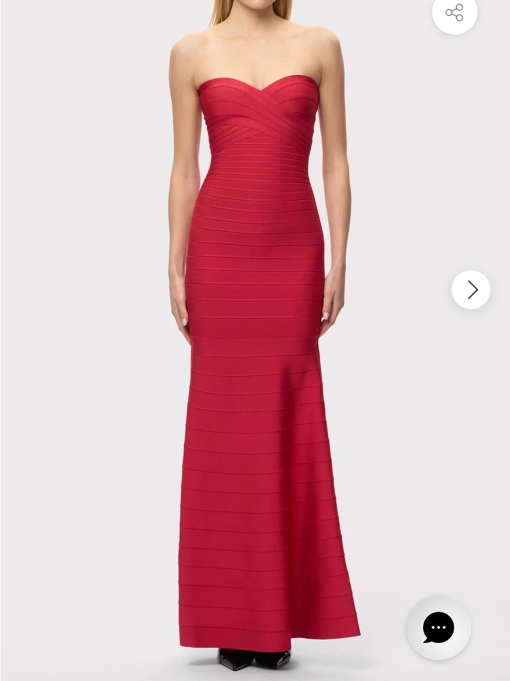Herve Leger Strapless Red Bandage Evening Gown